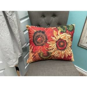NEW CARAVAN HOME DECOR fall full bloom pillow in orange